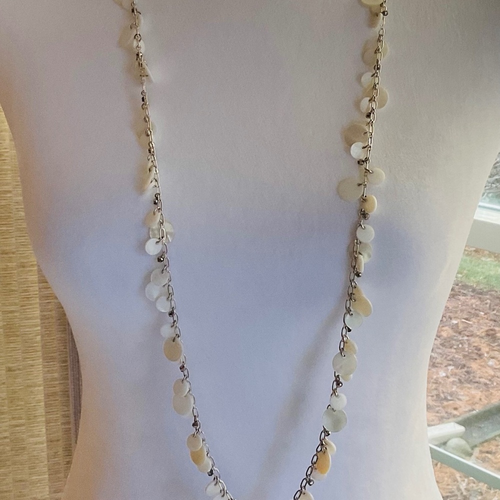 Stella & Dot Toujours MOP Coin Necklace 38" - Picture 2 of 6